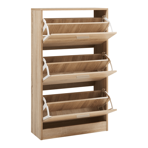 Sapateira Sykkylven 103x60x24 cm com 3 abas Carvalho Sonoma en.casa