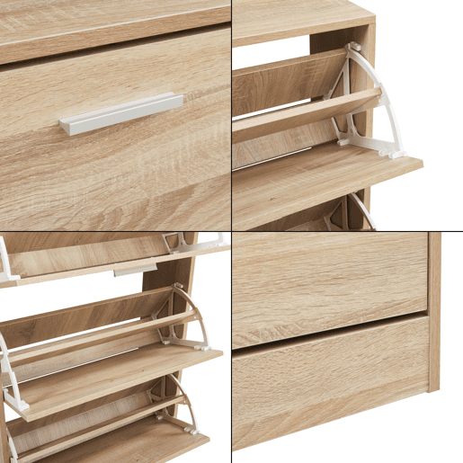 Sapateira Sykkylven 103x60x24 cm com 3 abas Carvalho Sonoma en.casa
