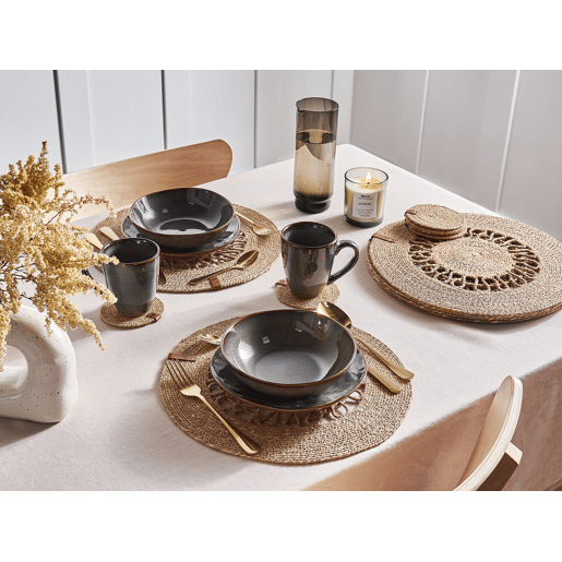 Conjunto de individuais e bases para copos PEPPERBERRY Natural Alga