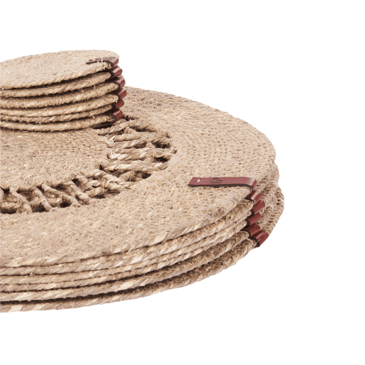 Conjunto de individuais e bases para copos PEPPERBERRY Natural Alga