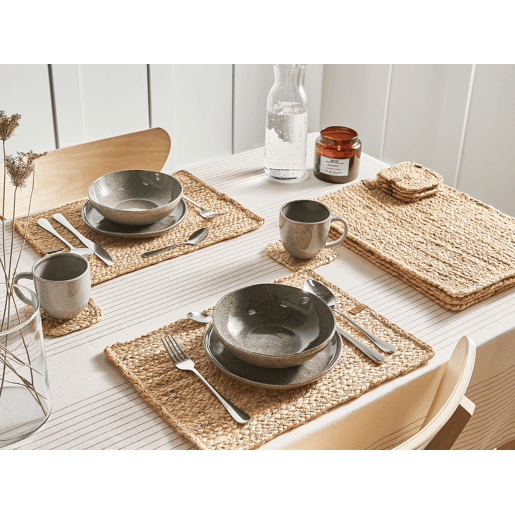 Conjunto de individuais e bases para copos QUANDONG Natural Juta