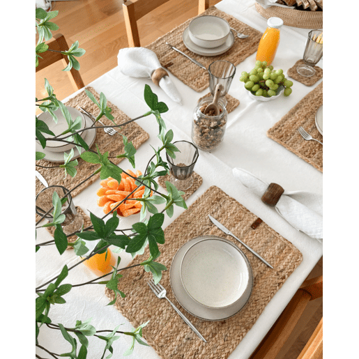 Conjunto de individuais e bases para copos QUANDONG Natural Juta