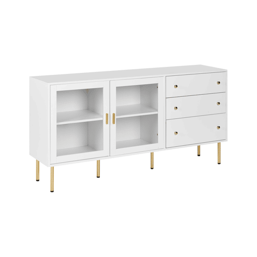 Aparador com vitrine de vidro MILORA 160 cm Branco