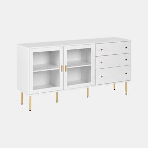Aparador com vitrine de vidro MILORA 160 cm Branco