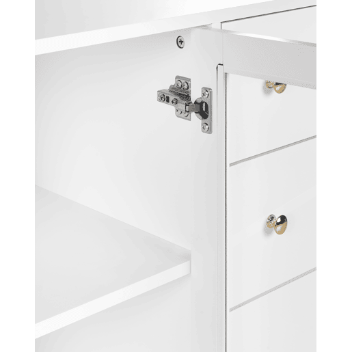 Aparador com vitrine de vidro MILORA 160 cm Branco