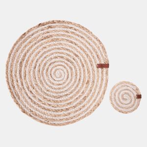 Conjunto de individuais e bases para copos QUININE Natural Juta