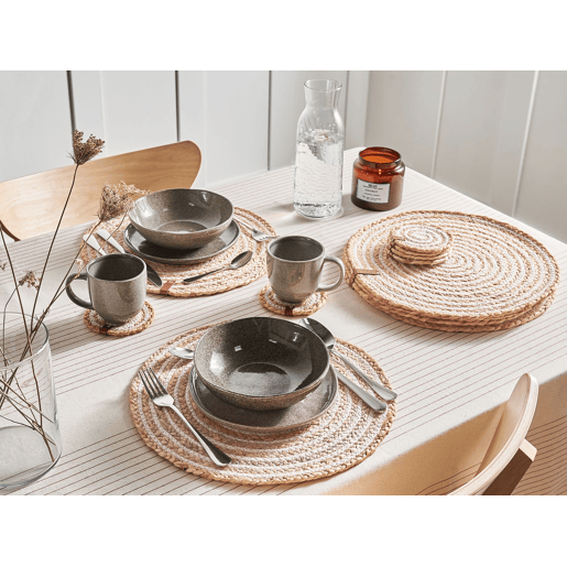 Conjunto de individuais e bases para copos QUININE Natural Juta