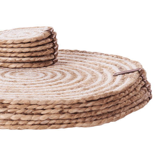 Conjunto de individuais e bases para copos QUININE Natural Juta