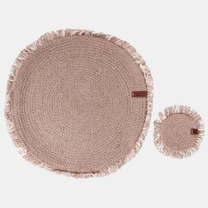 Conjunto de individuais e bases para copos RIBBERY Natural Juta