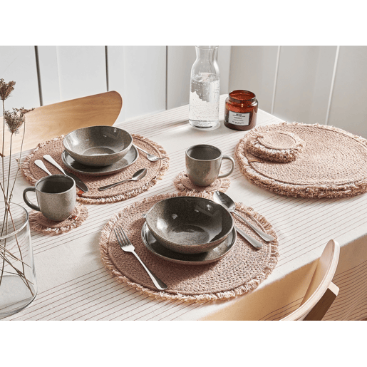 Conjunto de individuais e bases para copos RIBBERY Natural Juta