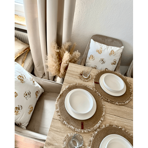 Conjunto de individuais e bases para copos RIBBERY Natural Juta