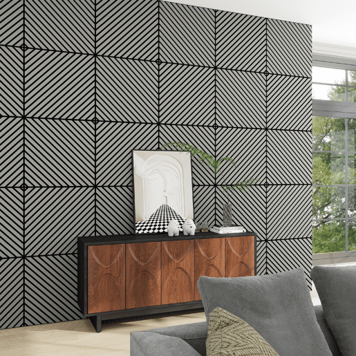 Conjunto de 12 painéis acústicos 3D Vang com lâminas diagonais 4,32 m² Carvalho cinzento claro NEU.HOLZ