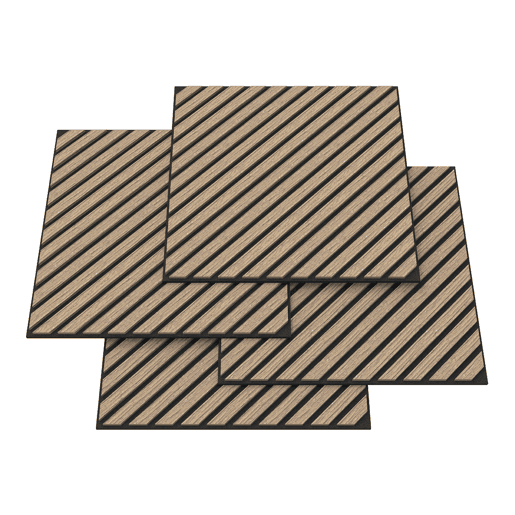 Conjunto de 12 painéis acústicos 3D Vang com lâminas diagonais 4,32 m² Nogueira claro NEU.HOLZ