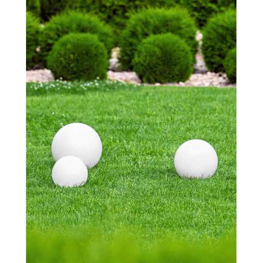 Conjunto de 3 candeeiros esféricos LED solares para exterior LOBAINA Branco