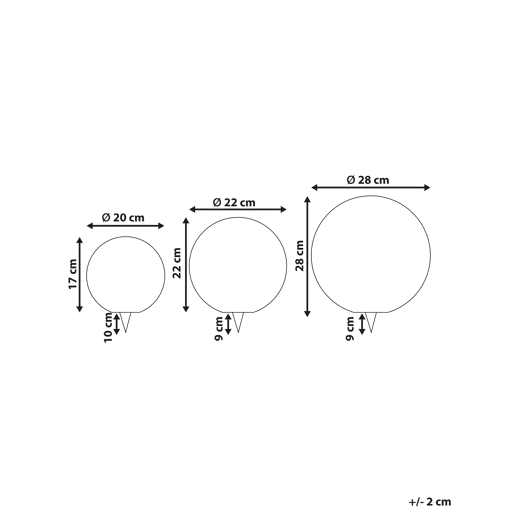 Conjunto de 3 candeeiros esféricos LED solares para exterior LOBAINA Branco