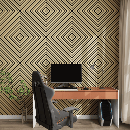 Conjunto de 8 painéis acústicos 3D Vang com lâminas diagonais 2,88 m² Carvalho NEU.HOLZ