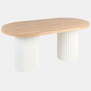 Mesa de jantar SHERIDAN Castanho claroBranco 180 cm 90 cm