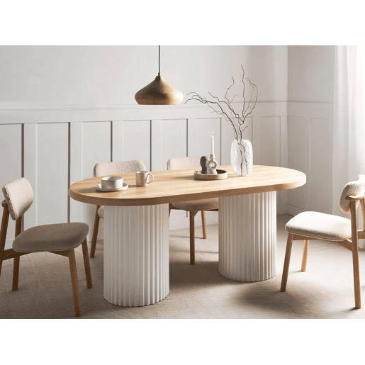 Mesa de jantar SHERIDAN Castanho claroBranco 180 cm 90 cm