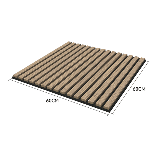 Conjunto de 12 painéis acústicos 3D Vang com lâminas lineares 4,32 m² Nogueira claro NEU.HOLZ