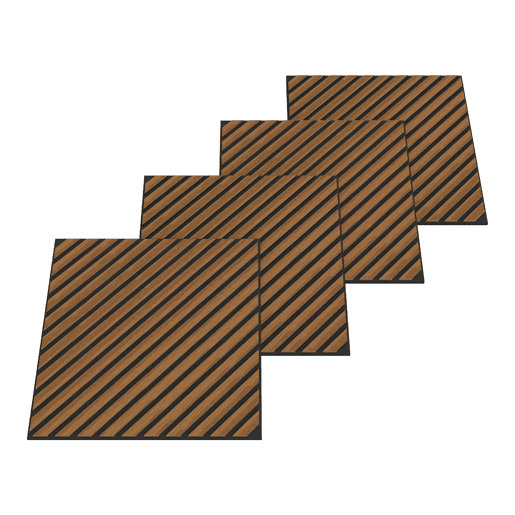 Conjunto de 12 painéis acústicos 3D Vang com lâminas diagonais 4,32 m² Teca NEU.HOLZ