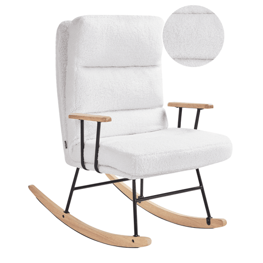 Poltrona de Baloiço ESKELIN Bouclé Branco creme