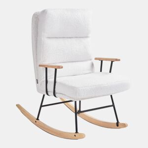 Poltrona de Baloiço ESKELIN Bouclé Branco creme