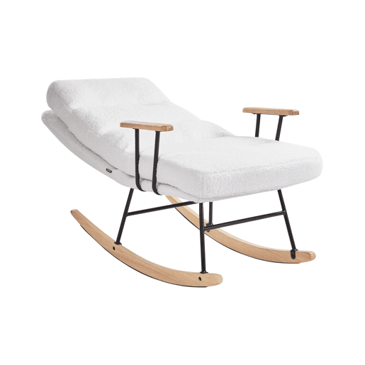 Poltrona de Baloiço ESKELIN Bouclé Branco creme