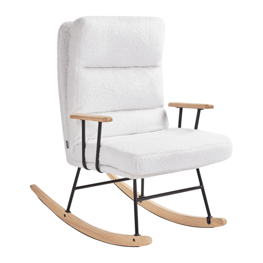 Poltrona de Baloiço ESKELIN Bouclé Branco creme