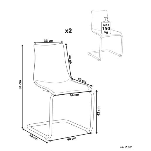 Conjunto de 2 cadeiras de jantar MARSHALL Transparente Conjunto de 2 cadeiras de jantar MARSHALL Transparente
