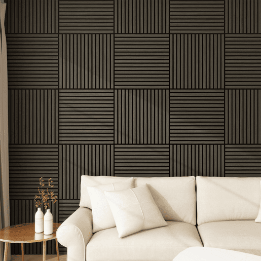 Conjunto de 12 painéis acústicos 3D Vang com lâminas lineares 4,32 m² Carvalho cinzento NEU.HOLZ