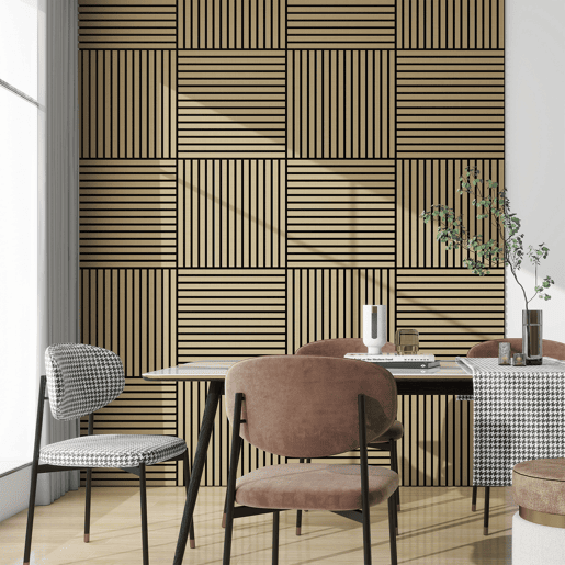 Conjunto de 16 painéis acústicos 3D Vang com lâminas lineares 5,76 m² Carvalho NEU.HOLZ