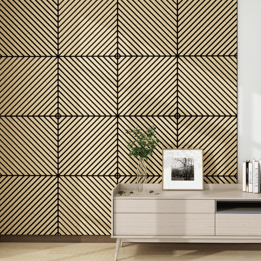 Conjunto de 12 painéis acústicos 3D Vang com lâminas diagonais 4,32 m² Carvalho claro NEU.HOLZ