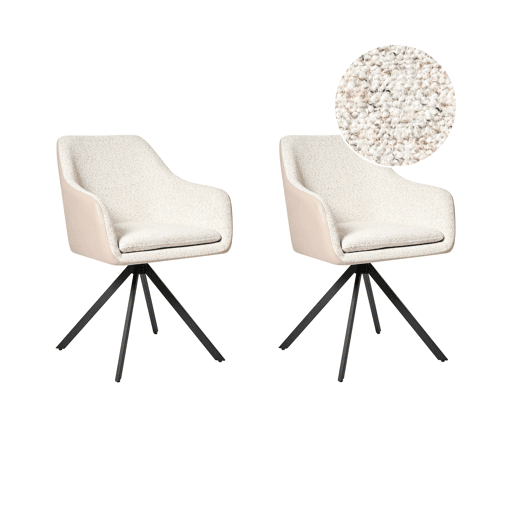 Conjunto de 2 cadeiras de jantar LITHIA Bouclé Creme claro