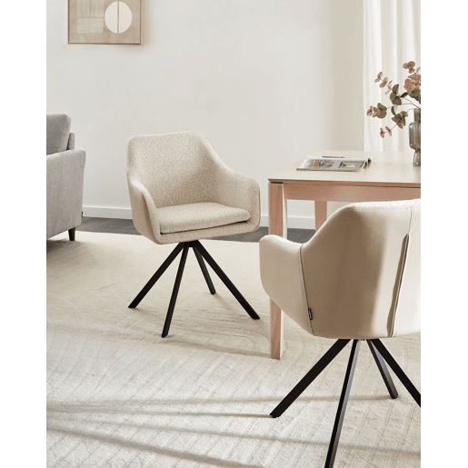Conjunto de 2 cadeiras de jantar LITHIA Bouclé Creme claro