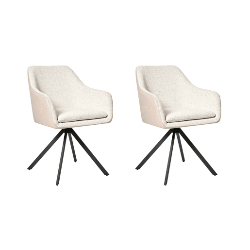 Conjunto de 2 cadeiras de jantar LITHIA Bouclé Creme claro