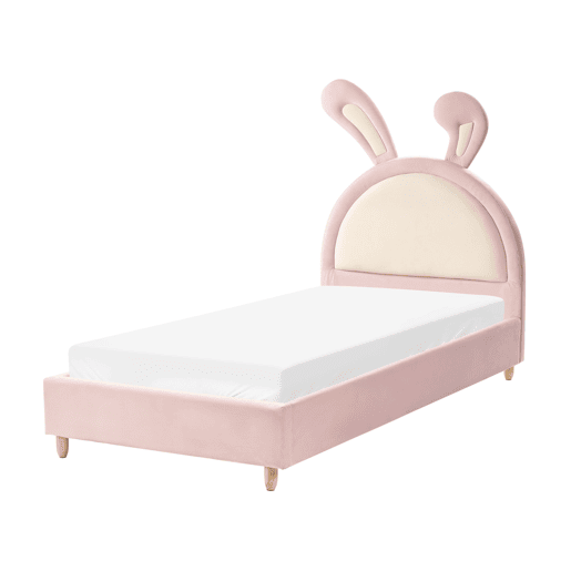 Cama infantil Coelho Veludo LALLIAS 90 x 200 cm Rosa