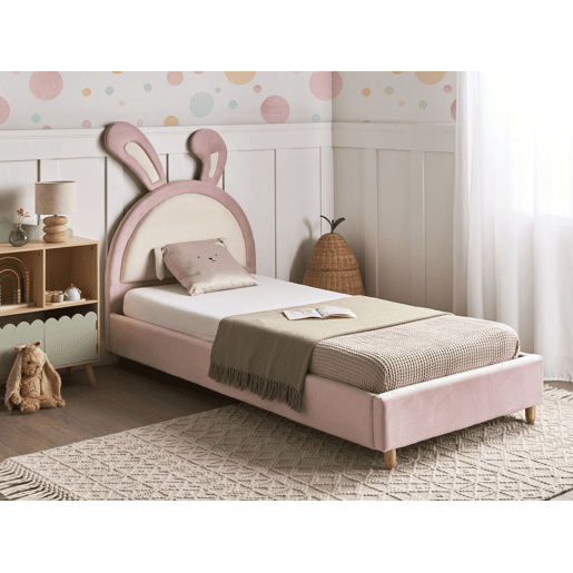 Cama infantil Coelho Veludo LALLIAS 90 x 200 cm Rosa