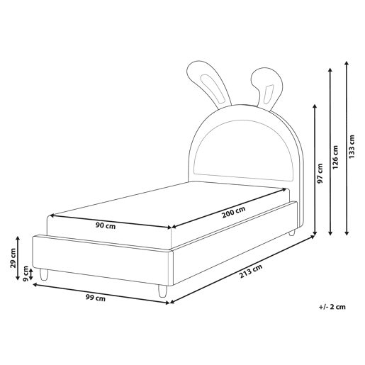 Cama infantil Coelho Veludo LALLIAS 90 x 200 cm Rosa
