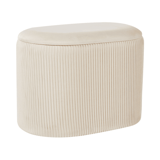 Pufe com arrumação RICHLAND Veludo Creme claro 55 cm 35 cm 41 cm