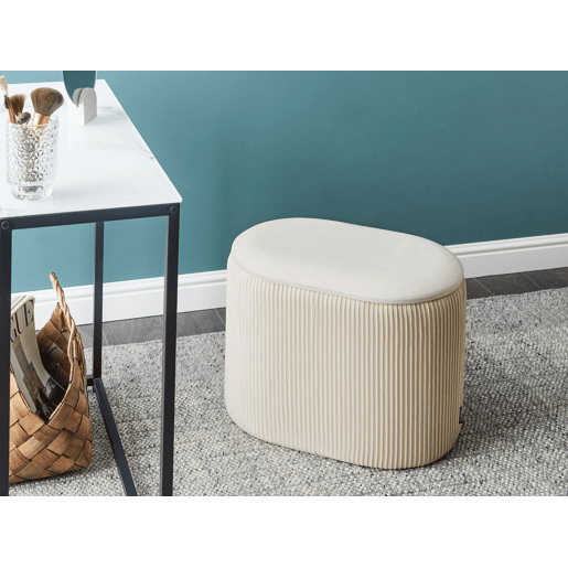 Pufe com arrumação RICHLAND Veludo Creme claro 55 cm 35 cm 41 cm