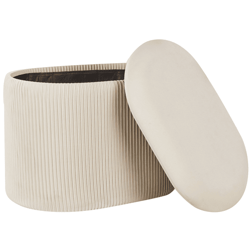 Pufe com arrumação RICHLAND Veludo Creme claro 55 cm 35 cm 41 cm