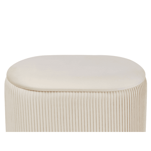 Pufe com arrumação RICHLAND Veludo Creme claro 55 cm 35 cm 41 cm