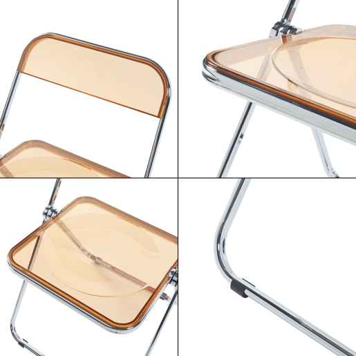 Conjunto de 4 cadeiras dobráveis Pornainen aço transparente 74x46x47 cm Laranja - en.casa