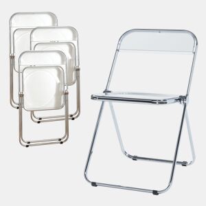 Conjunto de 4 cadeiras dobráveis Pornainen aço transparente 74x46x47 cm en.casa
