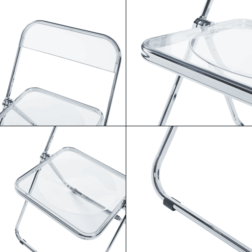 Conjunto de 4 cadeiras dobráveis Pornainen aço transparente 74x46x47 cm en.casa