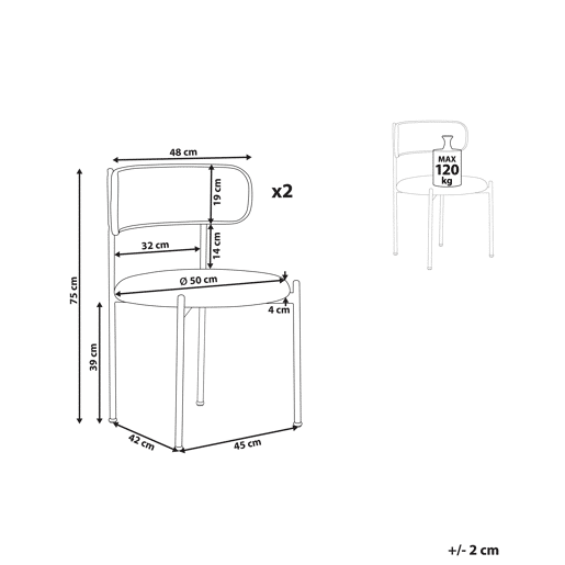 Conjunto de 2 cadeiras de jantar ANDOVER Metal Verde
