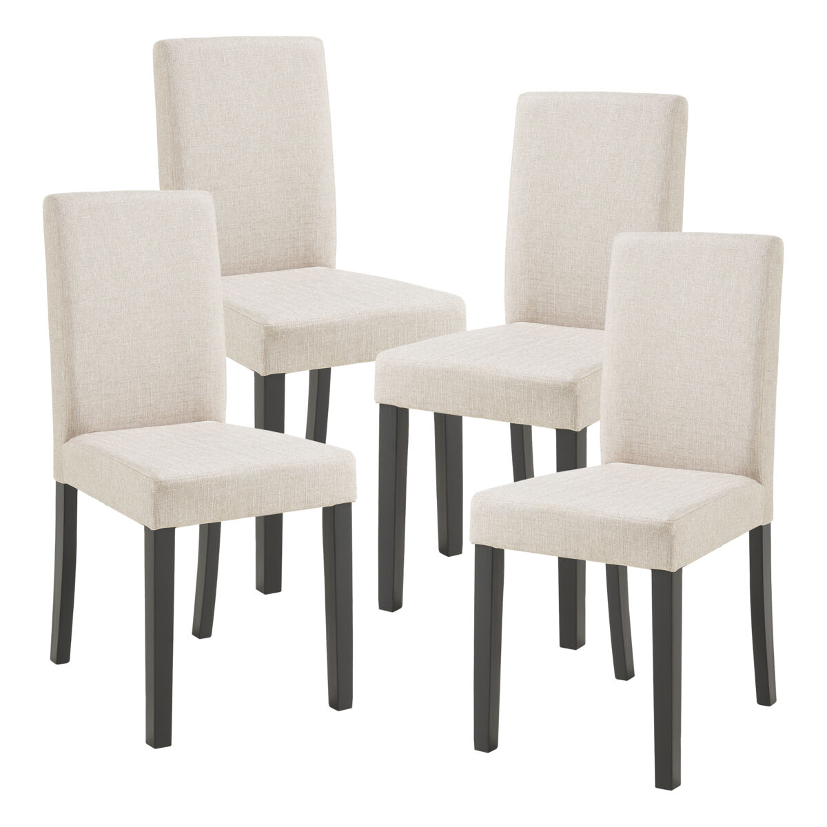 Conjunto de 4 sillas de comedor hamburg 89x43x54 cm tela - beige [en.casa]