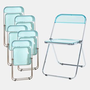 Conjunto de 6 cadeiras dobráveis Pornainen aço transparente 74x46x47 cm Azul claro en.casa