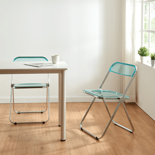 Conjunto de 6 cadeiras dobráveis Pornainen aço transparente 74x46x47 cm Azul claro en.casa
