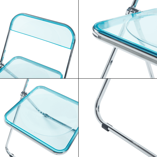 Conjunto de 6 cadeiras dobráveis Pornainen aço transparente 74x46x47 cm Azul claro en.casa